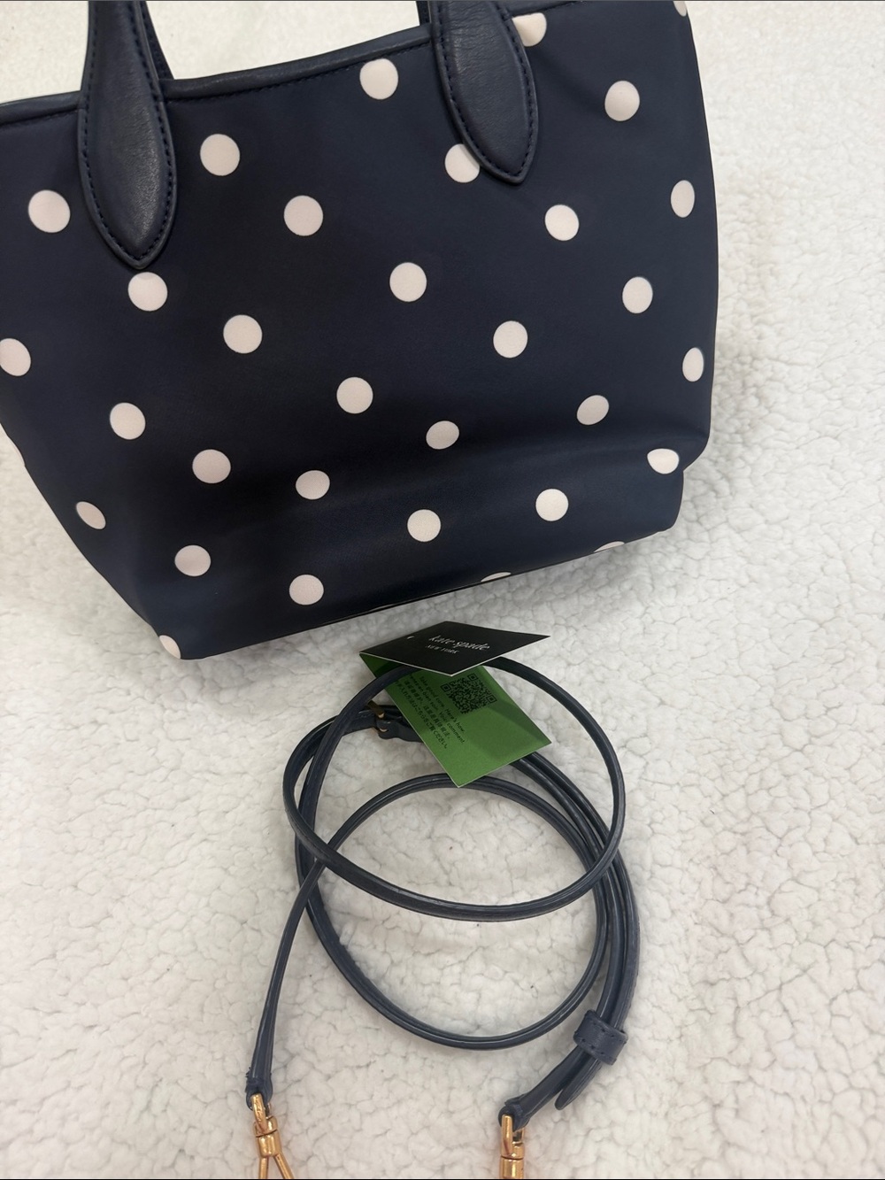 kate spade navy and white polka dot bow shoulder bag - Picture 5 of 5